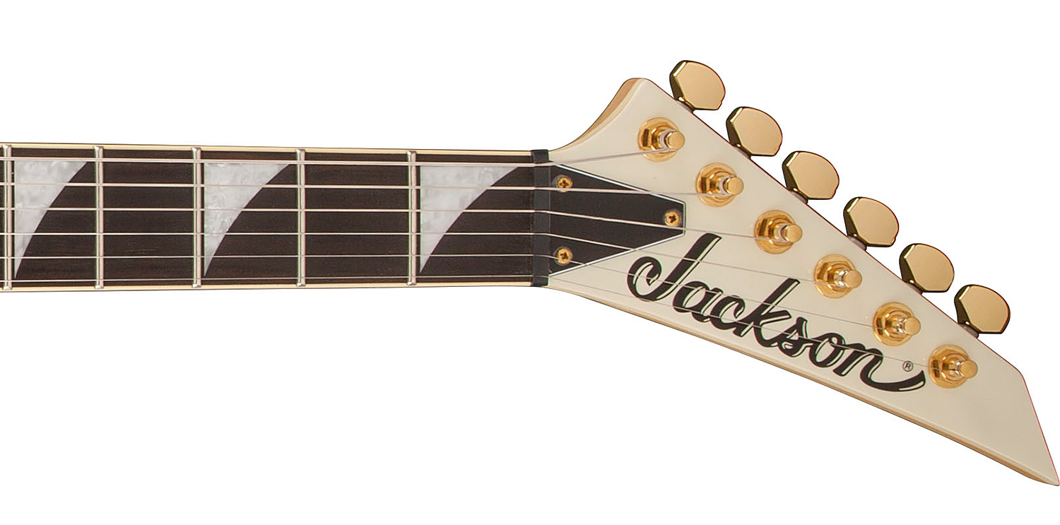 Jackson Rhoads Rrt-3 Pro 2h Seymour Duncan Ht Eb - Ivory With Black Pinstripes - E-Gitarre aus Metall - Variation 3