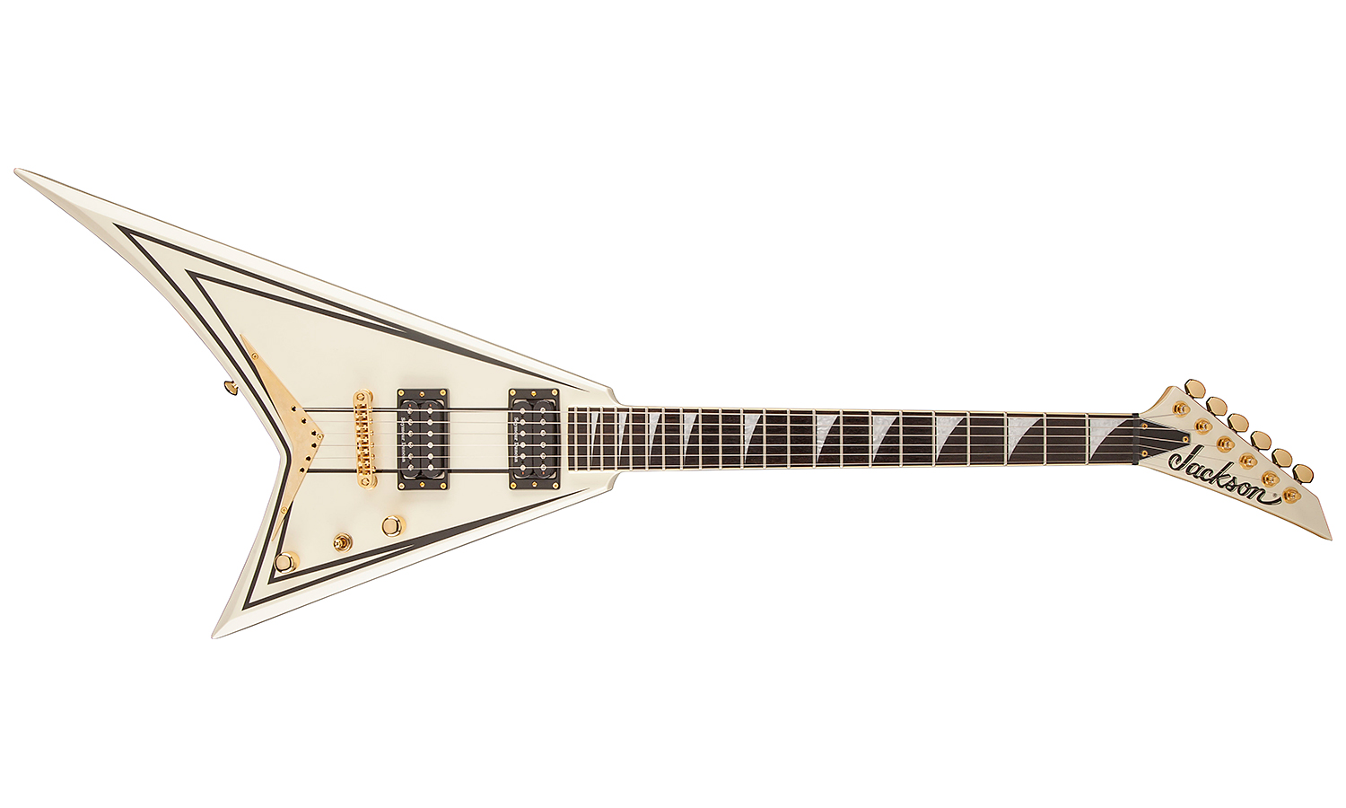 Jackson Rhoads Rrt-3 Pro 2h Seymour Duncan Ht Eb - Ivory With Black Pinstripes - E-Gitarre aus Metall - Variation 1