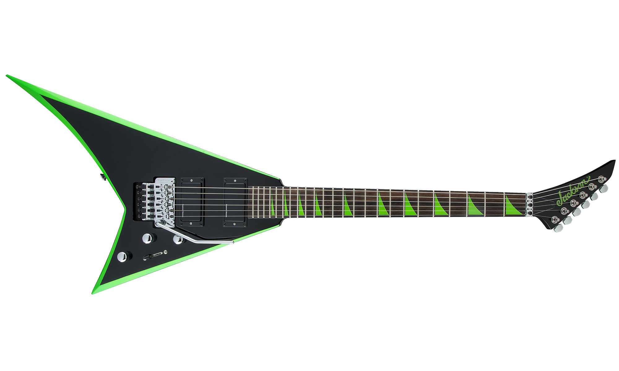 Jackson Rhoads Rrx24 Hh S.duncan Floyd Rose Rw - Black With Neon Green Bevels - E-Gitarre aus Metall - Variation 1