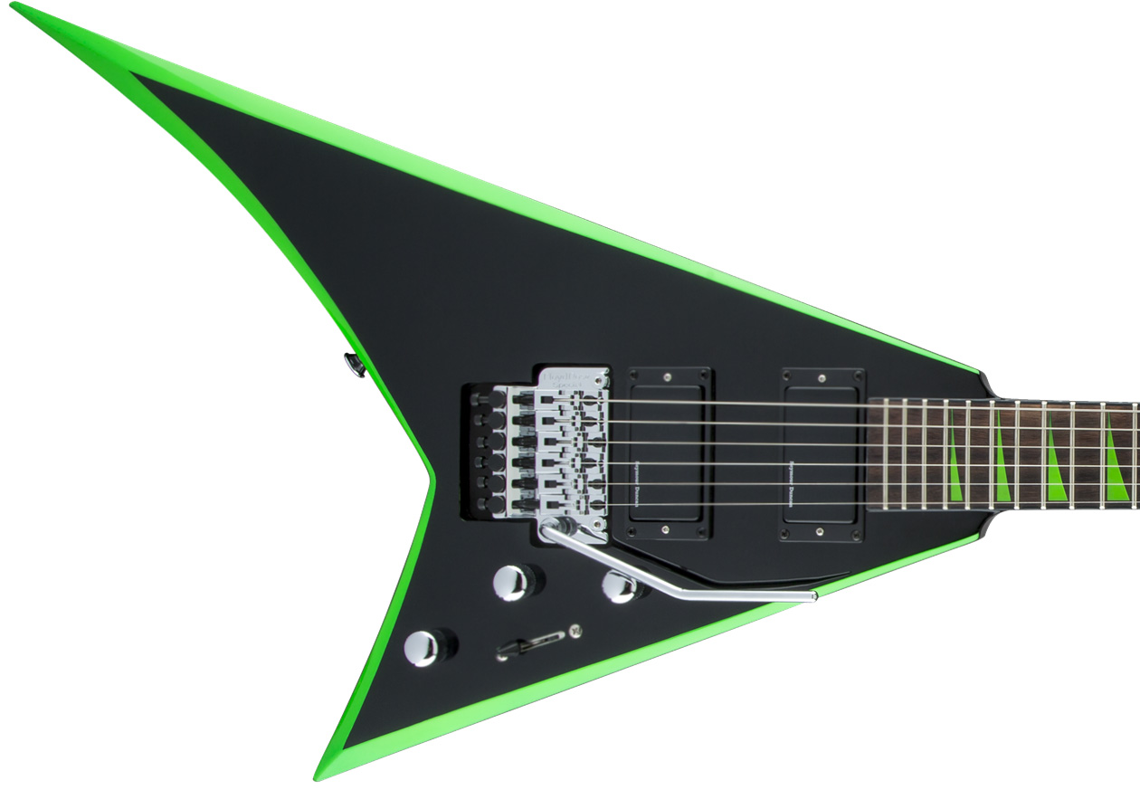 Jackson Rhoads Rrx24 Hh S.duncan Floyd Rose Rw - Black With Neon Green Bevels - E-Gitarre aus Metall - Variation 2