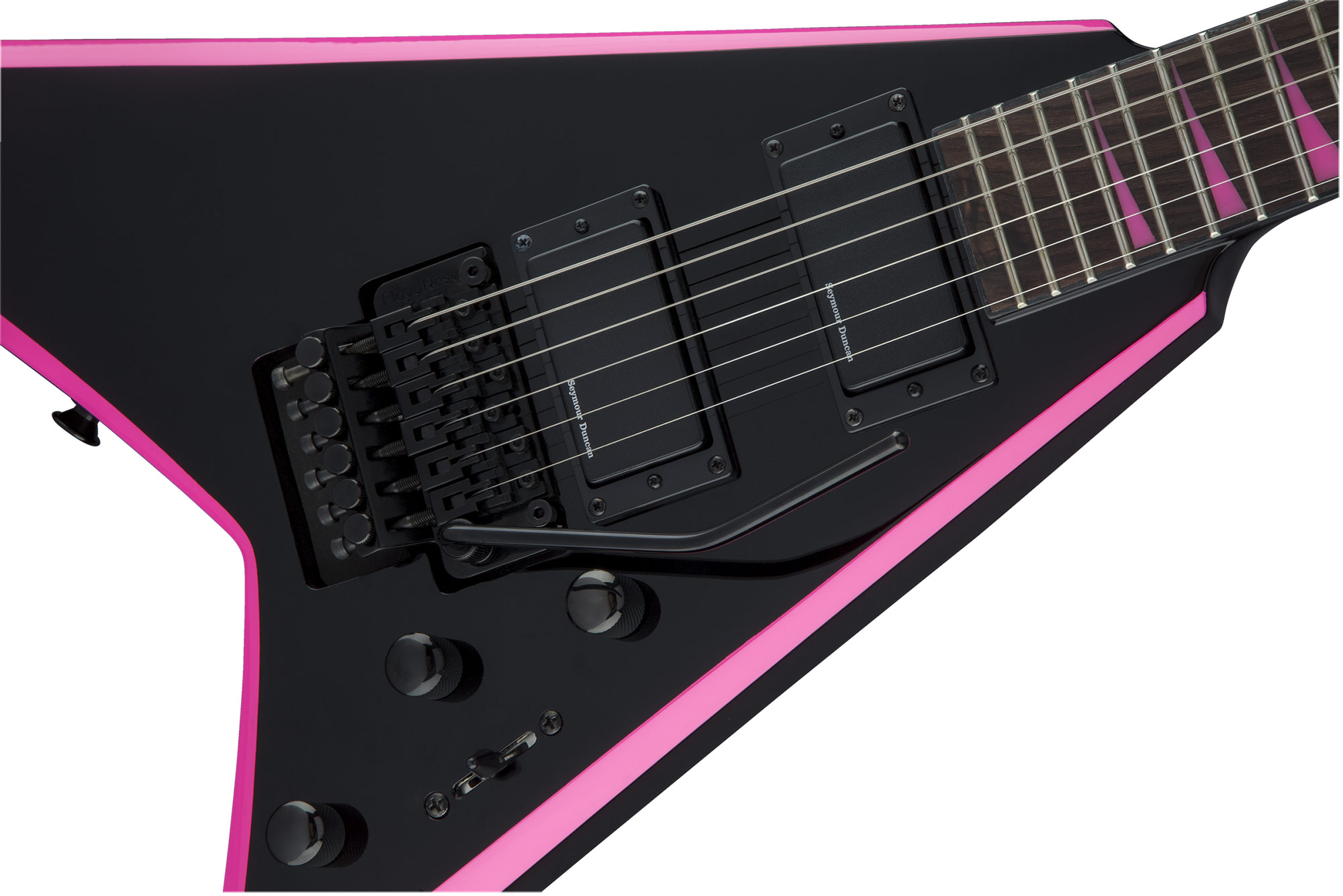 Jackson Rhoads Rrx24 Hh Seymour Duncan Fr Rw - Black With Pink Bevels - E-Gitarre aus Metall - Variation 2
