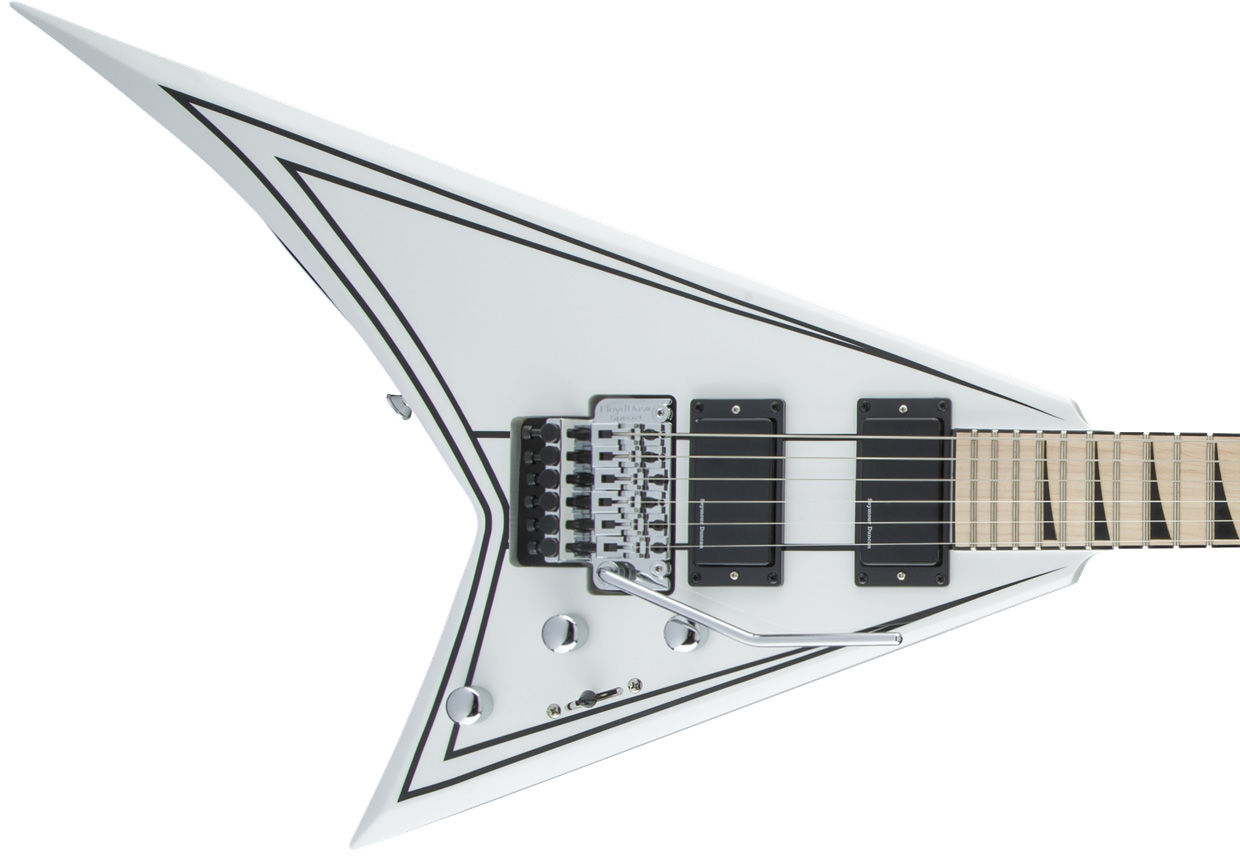 Jackson Rhoads Rrx24m 2h Seymour Duncan Fr Mn - White With Black Pinstripes - E-Gitarre aus Metall - Variation 2