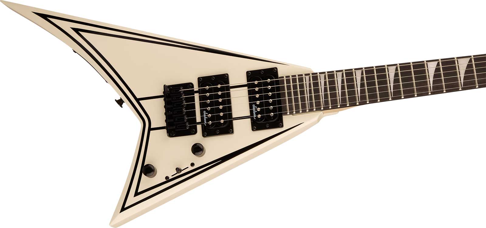 Jackson Rr Minion Js1xm Rhoads Shsc 2h Ht Ama - Snow White W/ Black Pin Stripes - E-Gitarre für Kinder - Variation 2