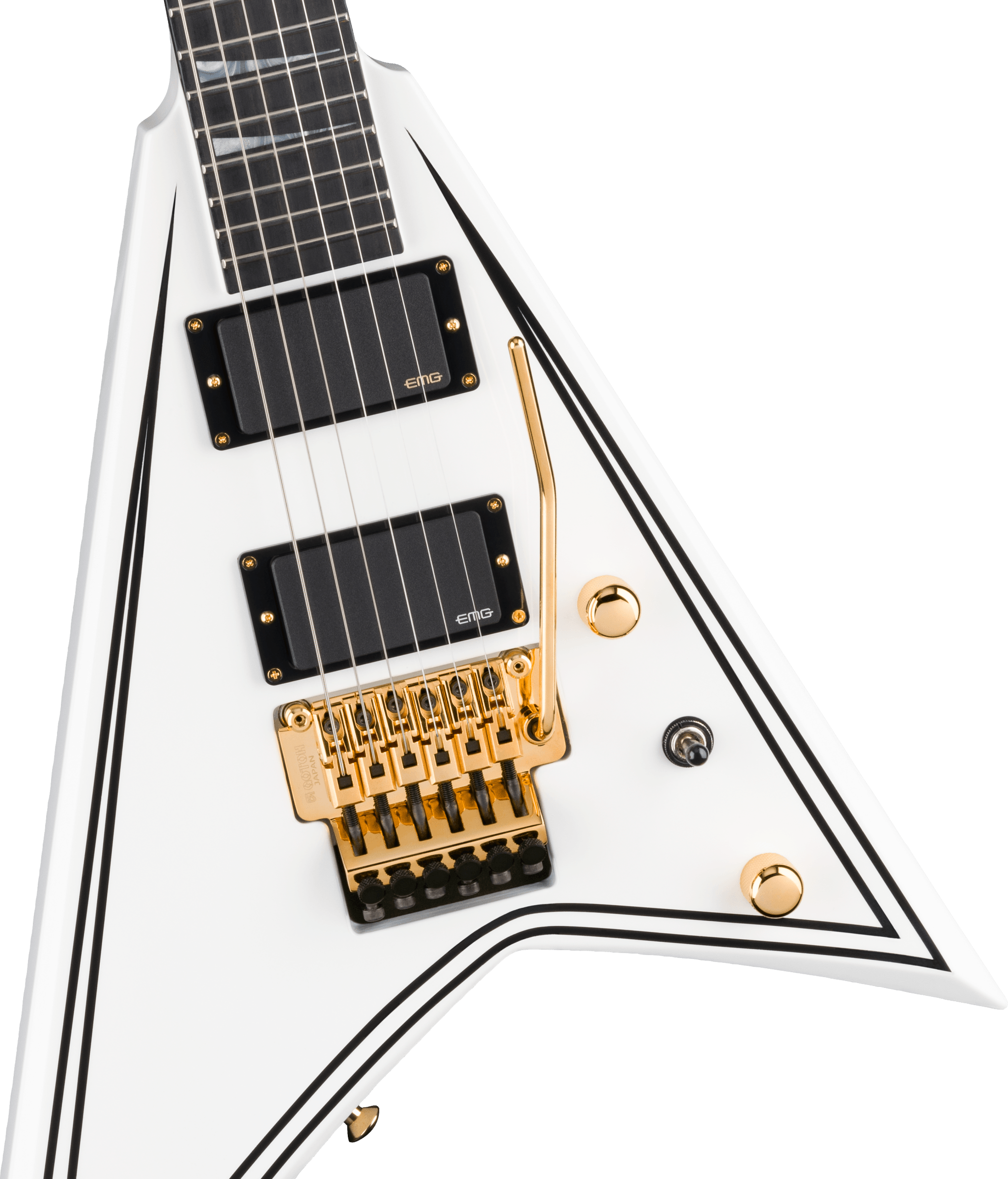 Jackson Rr24mg Mj Series Jap Fr Hh Eb - White With Black Pinstripes - E-Gitarre aus Metall - Variation 2