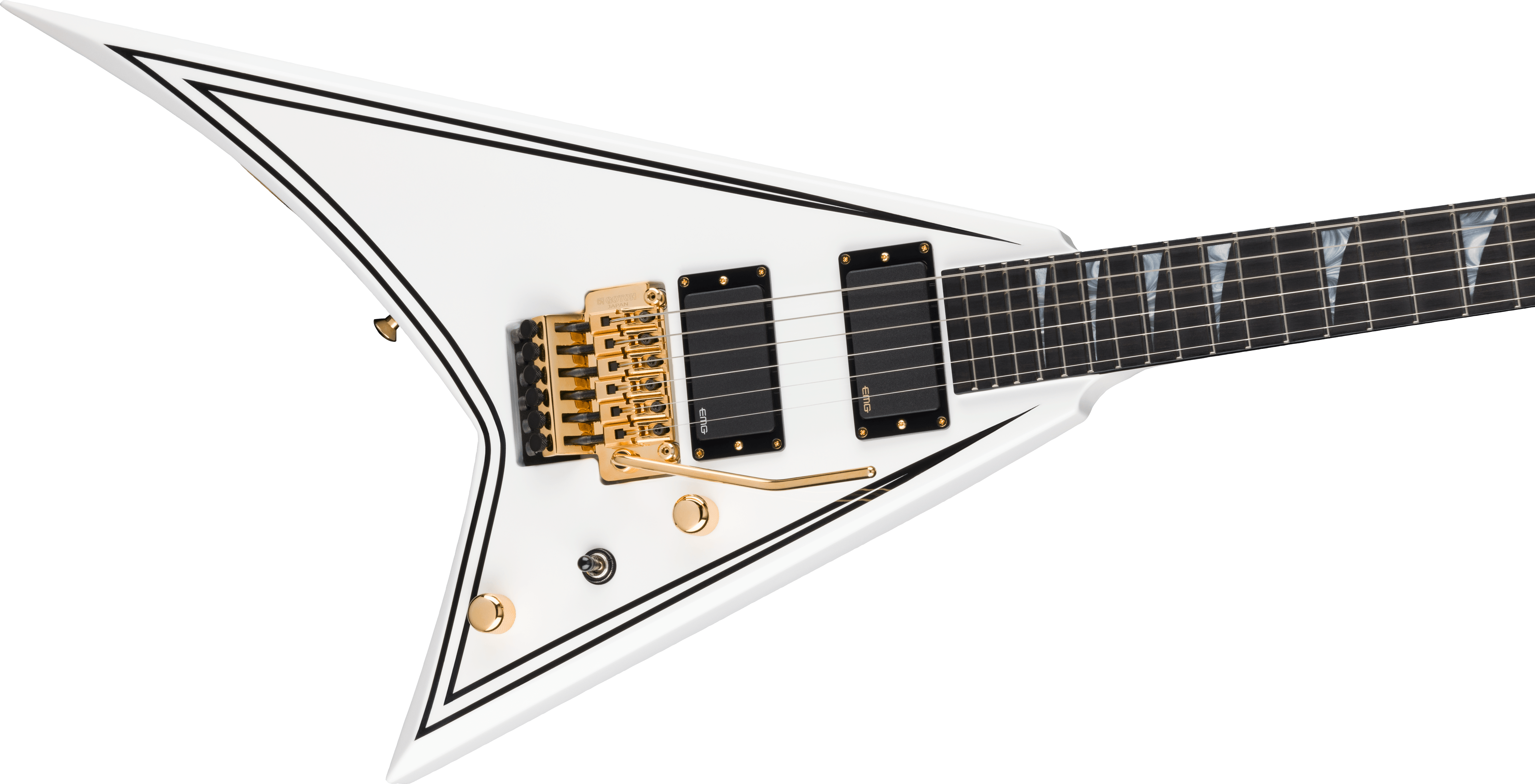 Jackson Rr24mg Mj Series Jap Fr Hh Eb - White With Black Pinstripes - E-Gitarre aus Metall - Variation 3