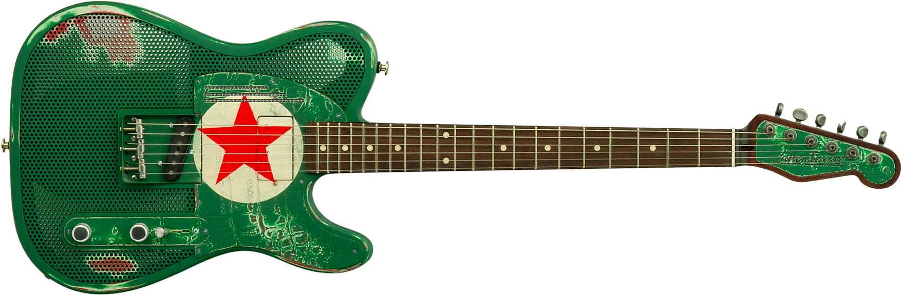 James Trussart Steelcaster Sh Ht Rw #26052 - Red Star Holey Gator Pickguard - Semi-Hollow E-Gitarre - Main picture