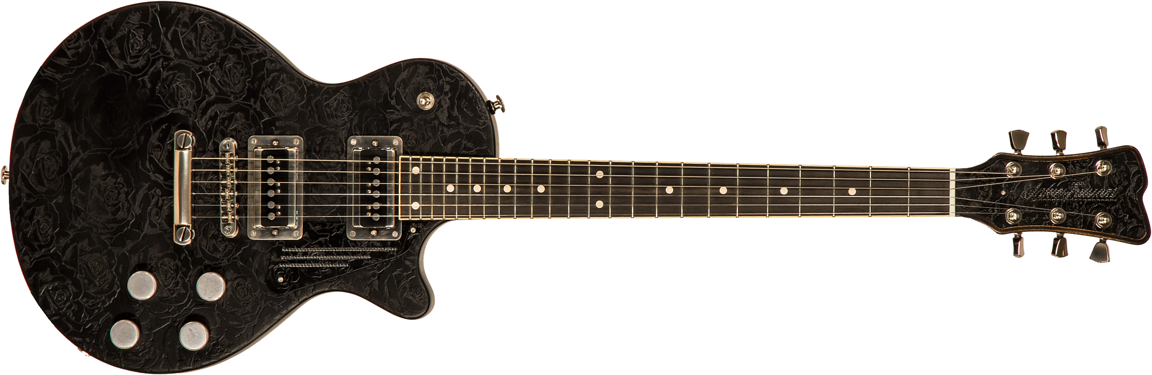 James Trussart Steeldeville Perf.back 2h Seymour Duncan Ht Rw #21008 - Black On Roses - Single-Cut-E-Gitarre - Main picture