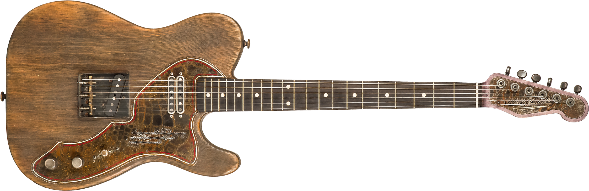 James Trussart Steelguard Caster Sugar Pine Sh Eb #18035 - Rust O Matic Gator Grey Driftwood - E-Gitarre in Teleform - Main picture