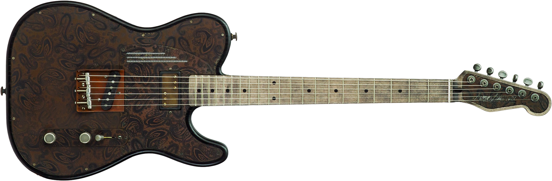 James Trussart Steeltopcaster Sh Ht Mn #26036 - Rust & Black Paisley Engraved - E-Gitarre in Teleform - Main picture