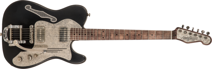 James trussart Deluxe SteelCaster #21132 - Antique silver paisley engraved satin black
