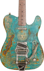 Semi-hollow e-gitarre James trussart Deluxe SteelCaster Blue Moon #22099 - Titanic green gator