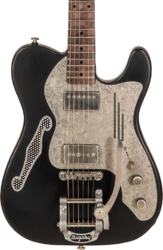 E-gitarre in teleform James trussart Deluxe SteelCaster #21132 - Antique silver paisley engraved satin black