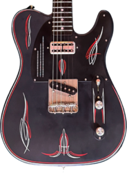 Semi-hollow e-gitarre James trussart Steelcaster #25085 - Satin Black Pinstripe