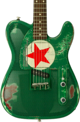 Semi-hollow e-gitarre James trussart Steelcaster #26052 - Red star holey gator pickguard