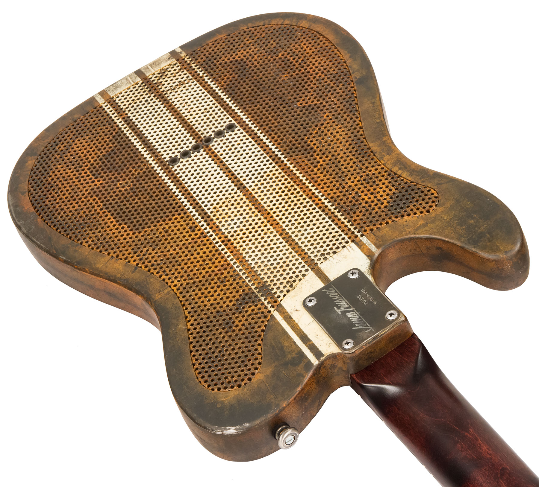 James Trussart Steelcaster Deluxe Perf. Back 2s Pf #20033 - Rust O Matic Cream Racing Stripes - E-Gitarre in Teleform - Variation 3