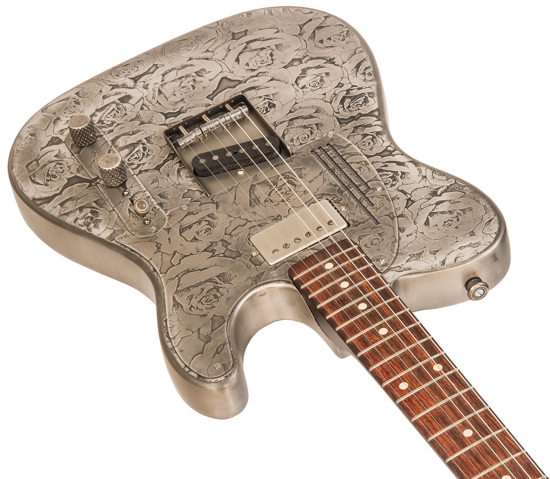 James Trussart Steelcaster Perf.back Sh Rw #21012 - Antique Silver Roses - Semi-Hollow E-Gitarre - Variation 1