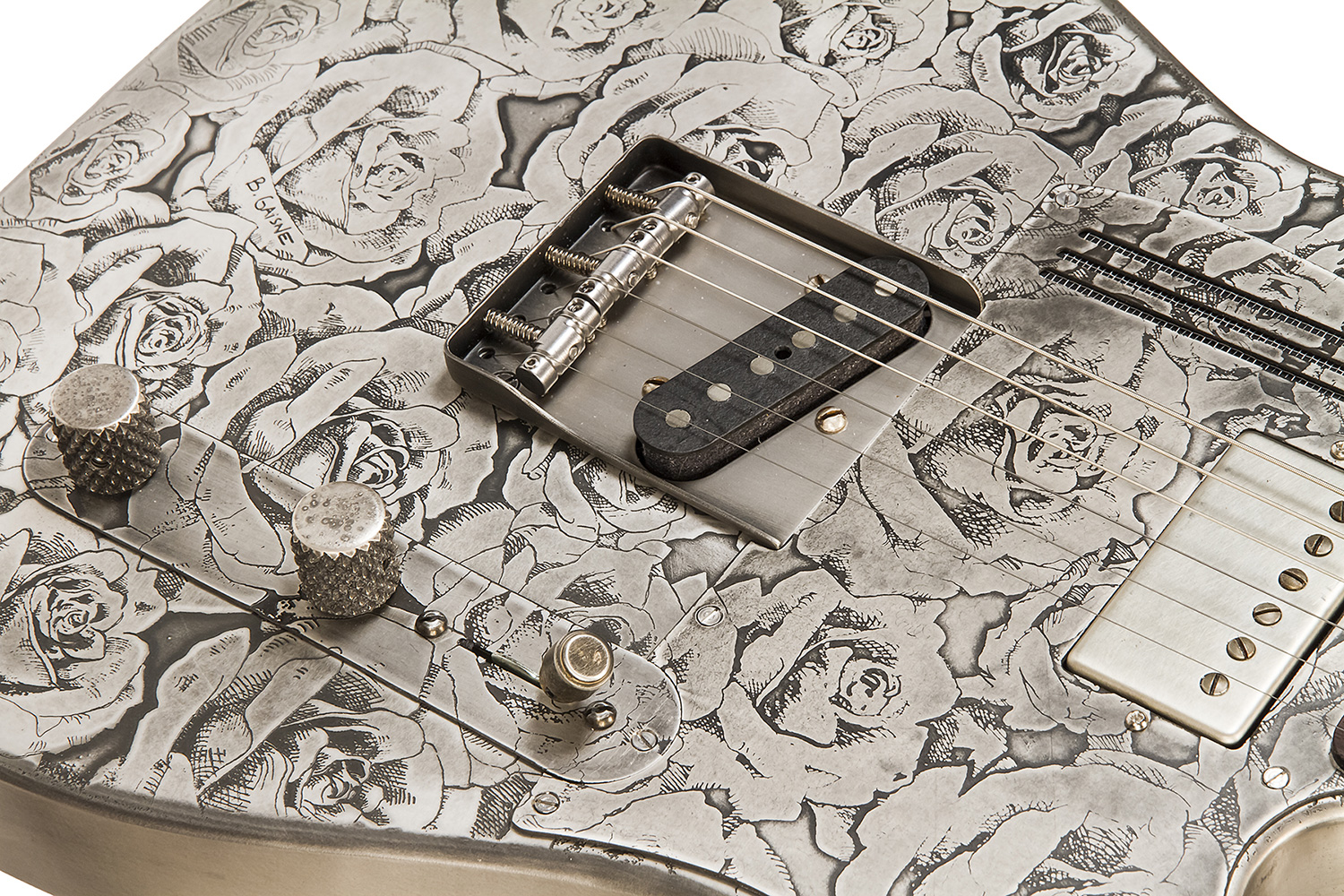 James Trussart Steelcaster Perf.back Sh Rw #21012 - Antique Silver Roses - Semi-Hollow E-Gitarre - Variation 5