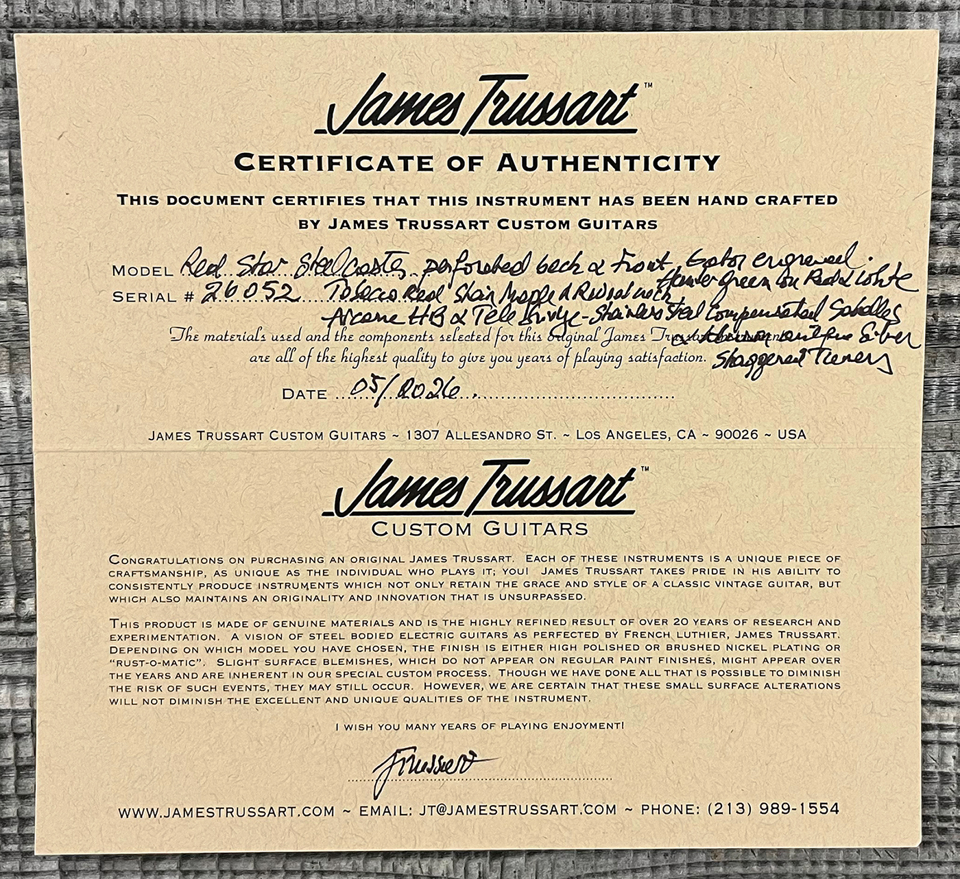 James Trussart Steelcaster Sh Ht Rw #26052 - Red Star Holey Gator Pickguard - Semi-Hollow E-Gitarre - Variation 16