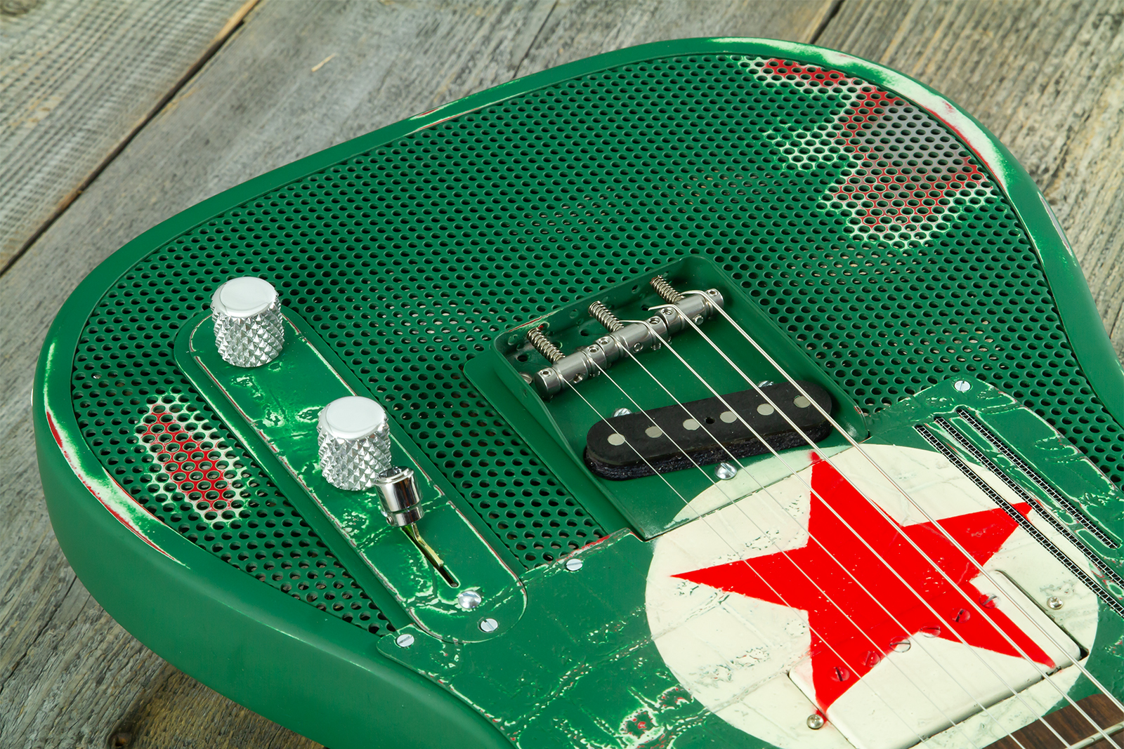 James Trussart Steelcaster Sh Ht Rw #26052 - Red Star Holey Gator Pickguard - Semi-Hollow E-Gitarre - Variation 4