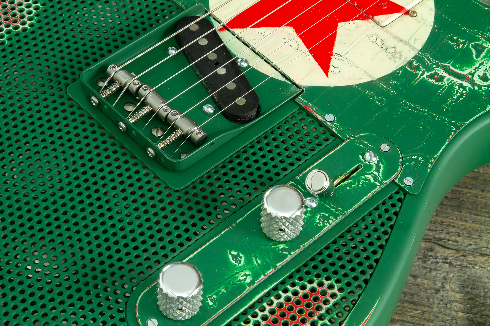 James Trussart Steelcaster Sh Ht Rw #26052 - Red Star Holey Gator Pickguard - Semi-Hollow E-Gitarre - Variation 7