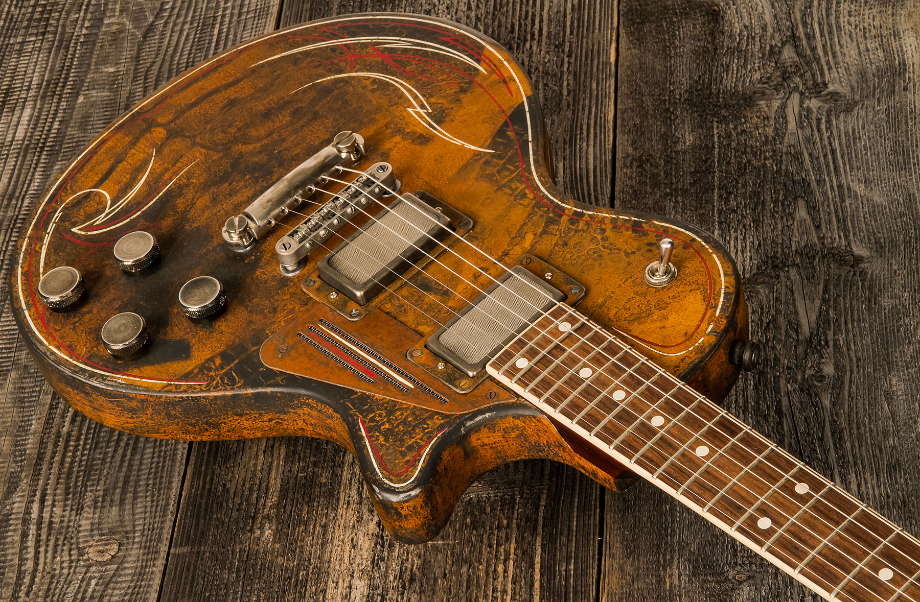 James Trussart Steeldeville Perf.back 2h Ht Rw #21171 - Rust O Matic Pinstriped - Single-Cut-E-Gitarre - Variation 1