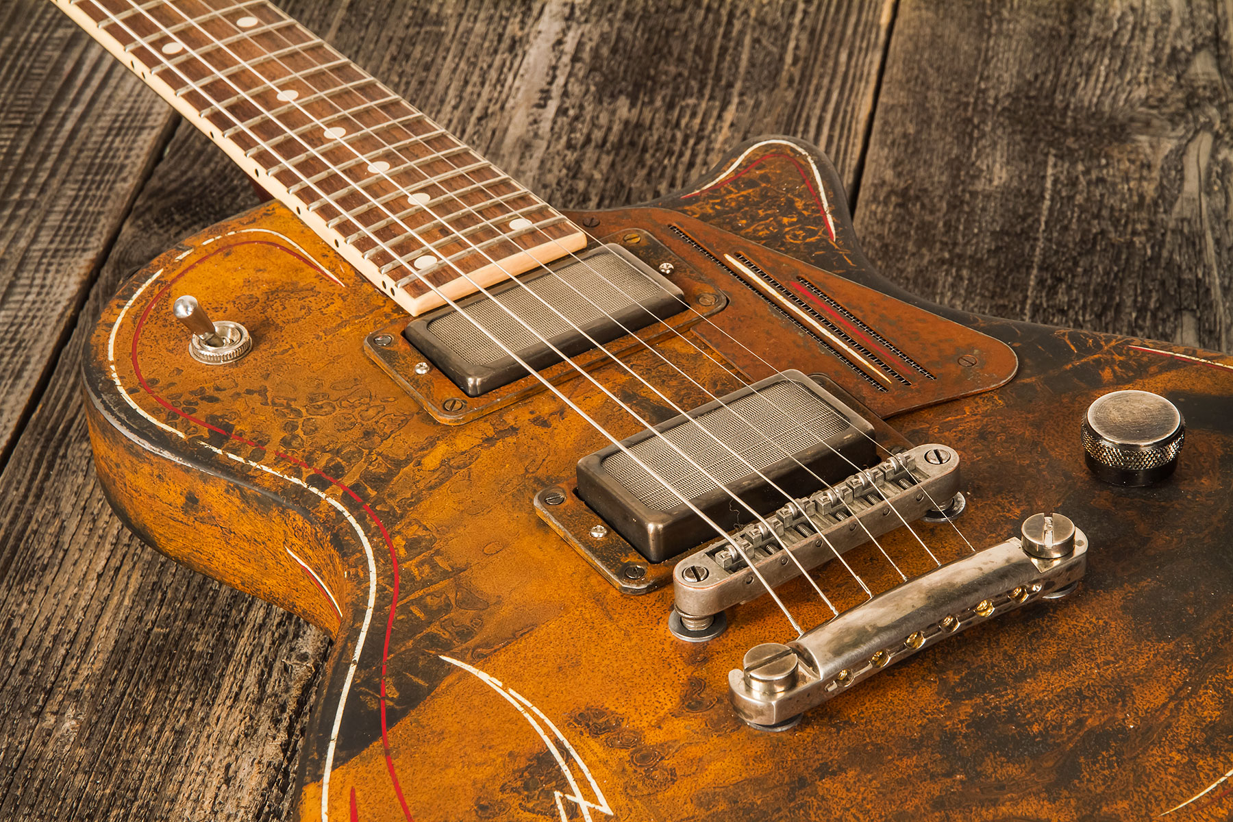 James Trussart Steeldeville Perf.back 2h Ht Rw #21171 - Rust O Matic Pinstriped - Single-Cut-E-Gitarre - Variation 3