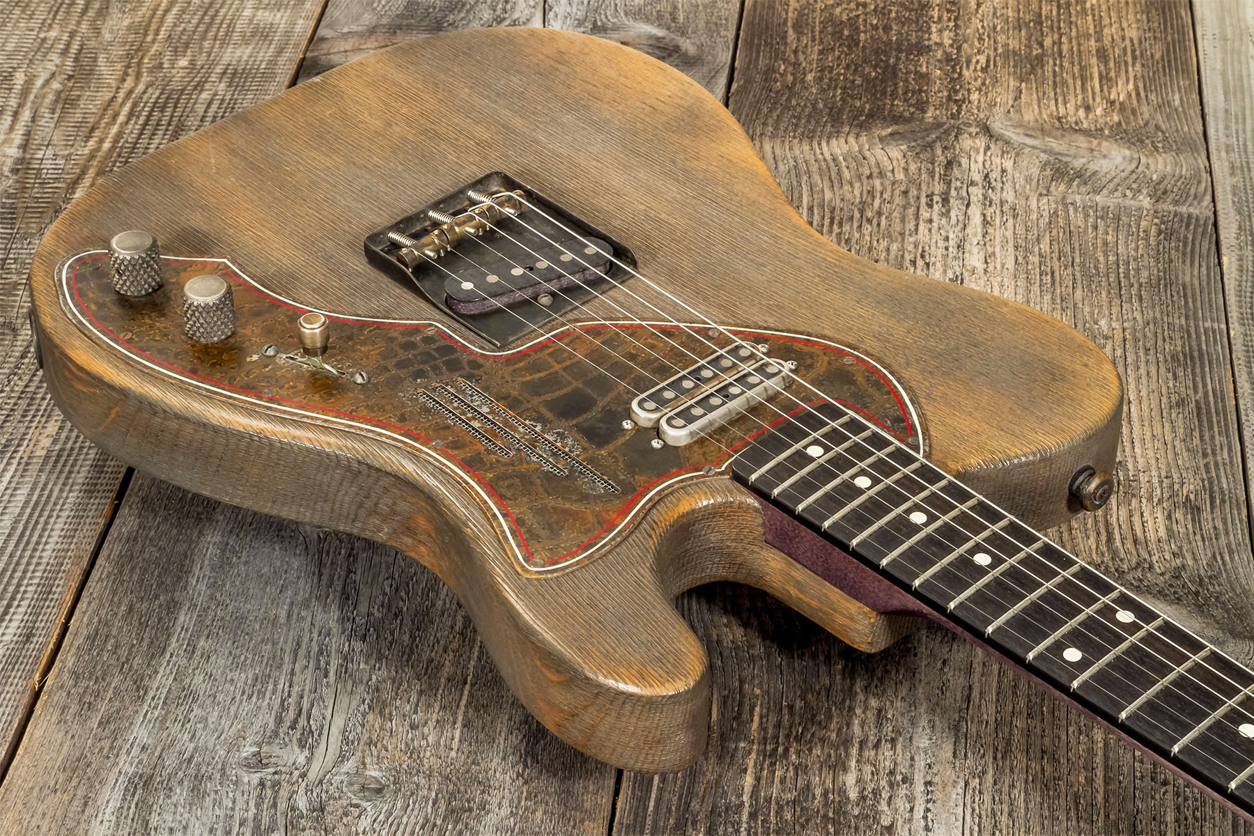 James Trussart Steelguard Caster Sugar Pine Sh Eb #18035 - Rust O Matic Gator Grey Driftwood - E-Gitarre in Teleform - Variation 2