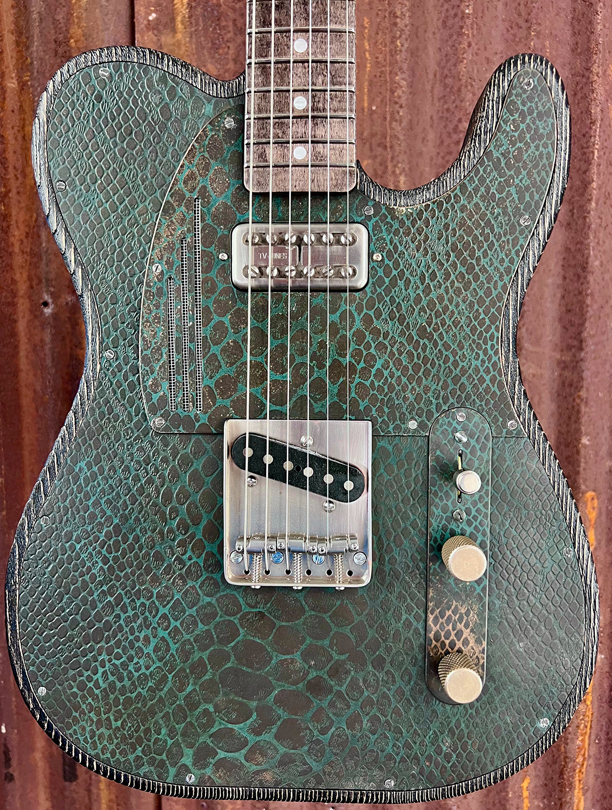 James Trussart Steeltopcaster Sh Ht Mn #12204 - Rusty Engraved Snake Skin - E-Gitarre in Teleform - Variation 3