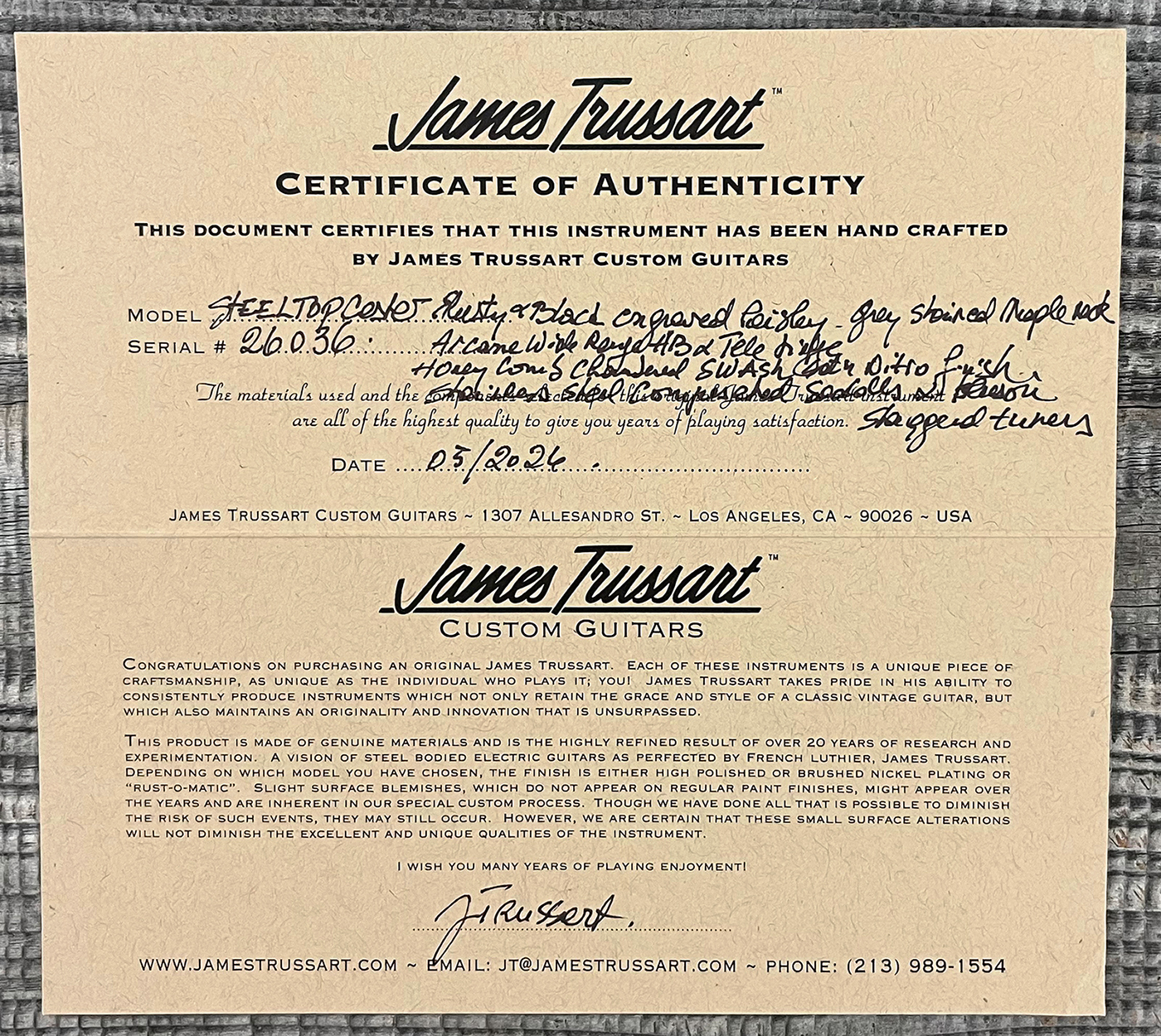 James Trussart Steeltopcaster Sh Ht Mn #26036 - Rust & Black Paisley Engraved - E-Gitarre in Teleform - Variation 15