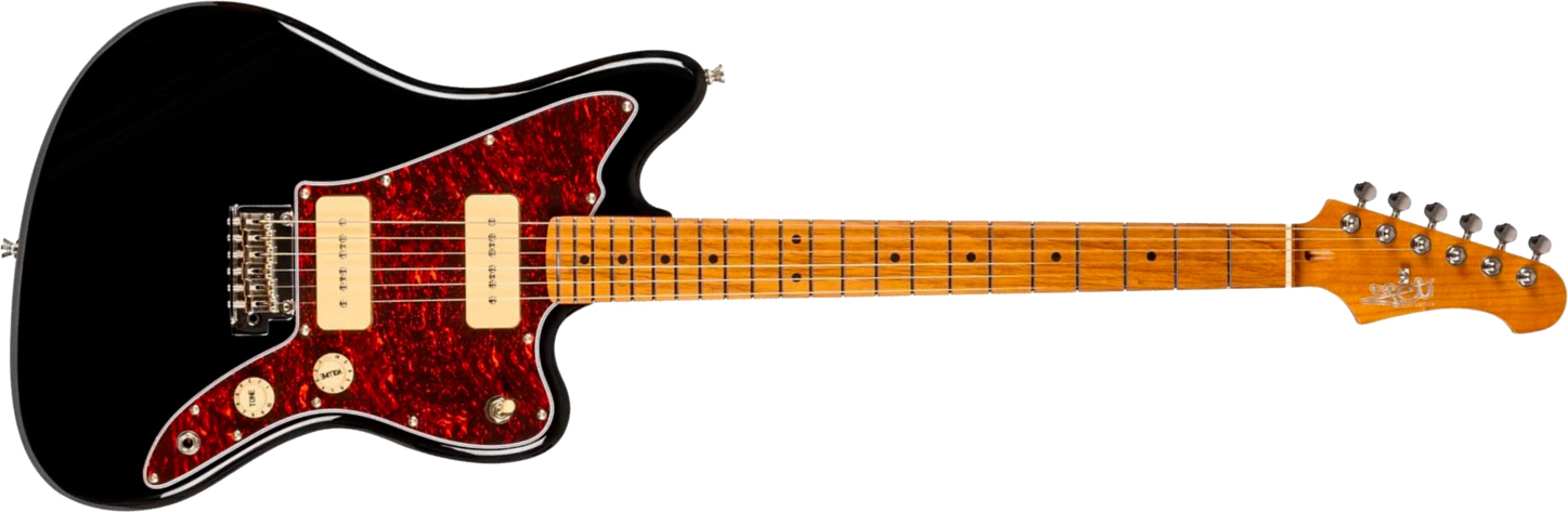 Jet Guitars Jj300 P90 Bk 2s Ht Mn - Black - Retro-Rock-E-Gitarre - Main picture