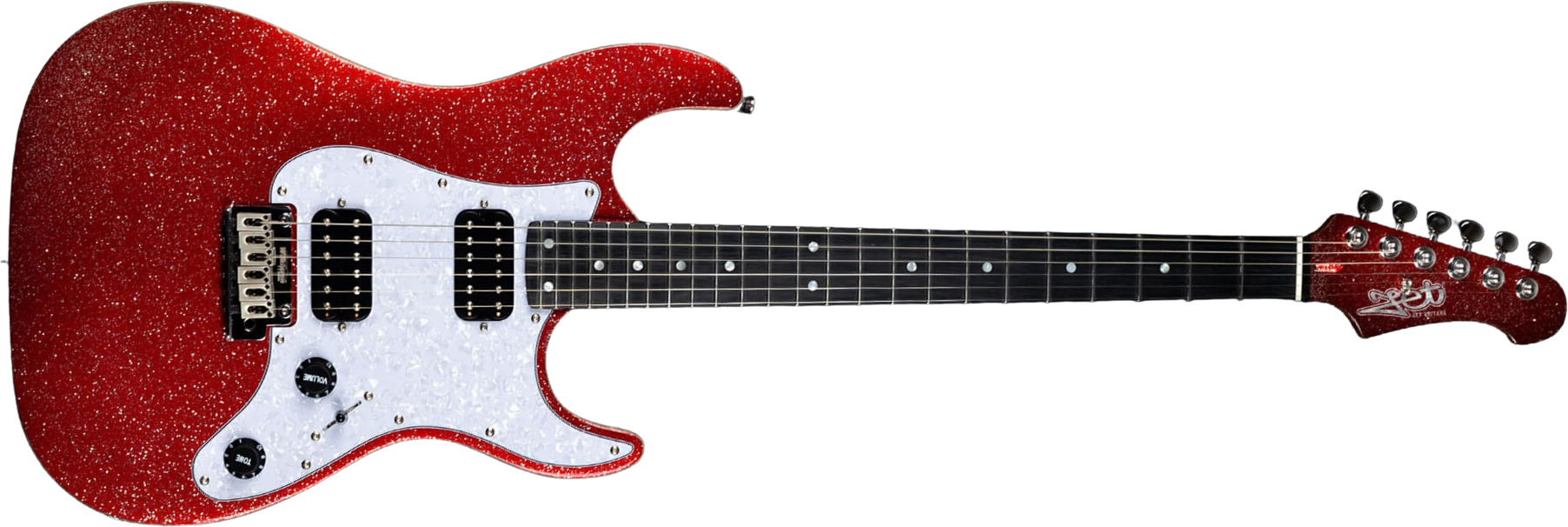Jet Guitars Js500 Rds 2h Trem Eb - Red Sparkle - E-Gitarre in Str-Form - Main picture