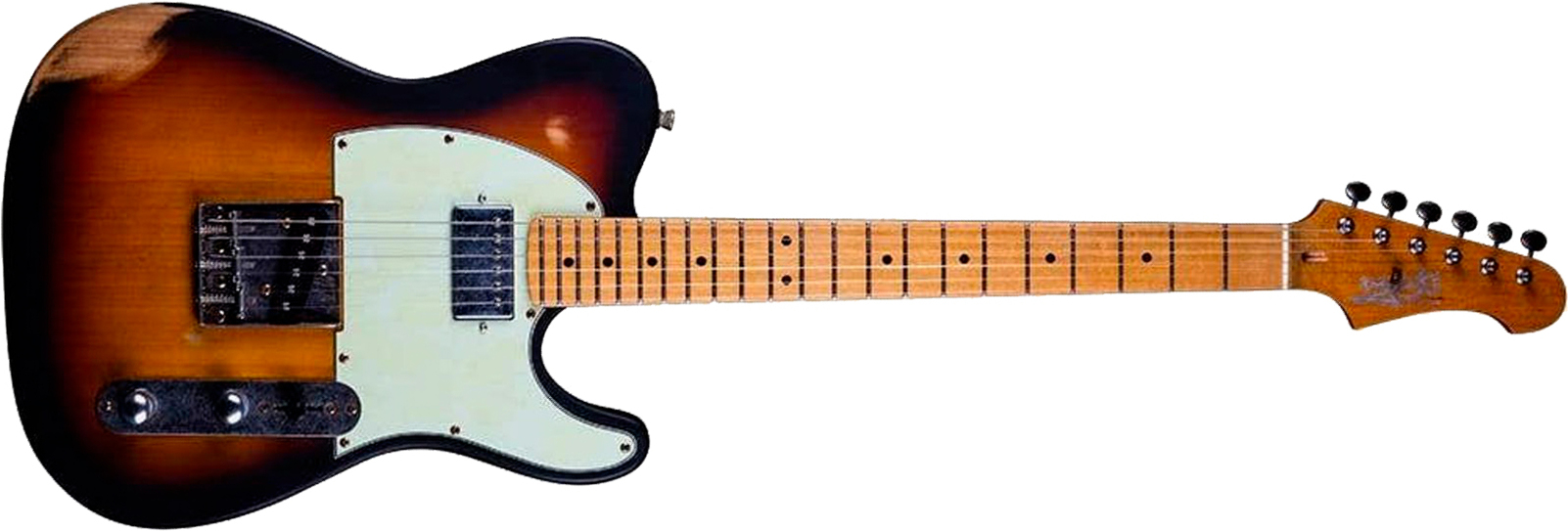 Jet Guitars Jt350 Rlc Sh Ht Mn - Sunburst Distressed - E-Gitarre in Teleform - Main picture