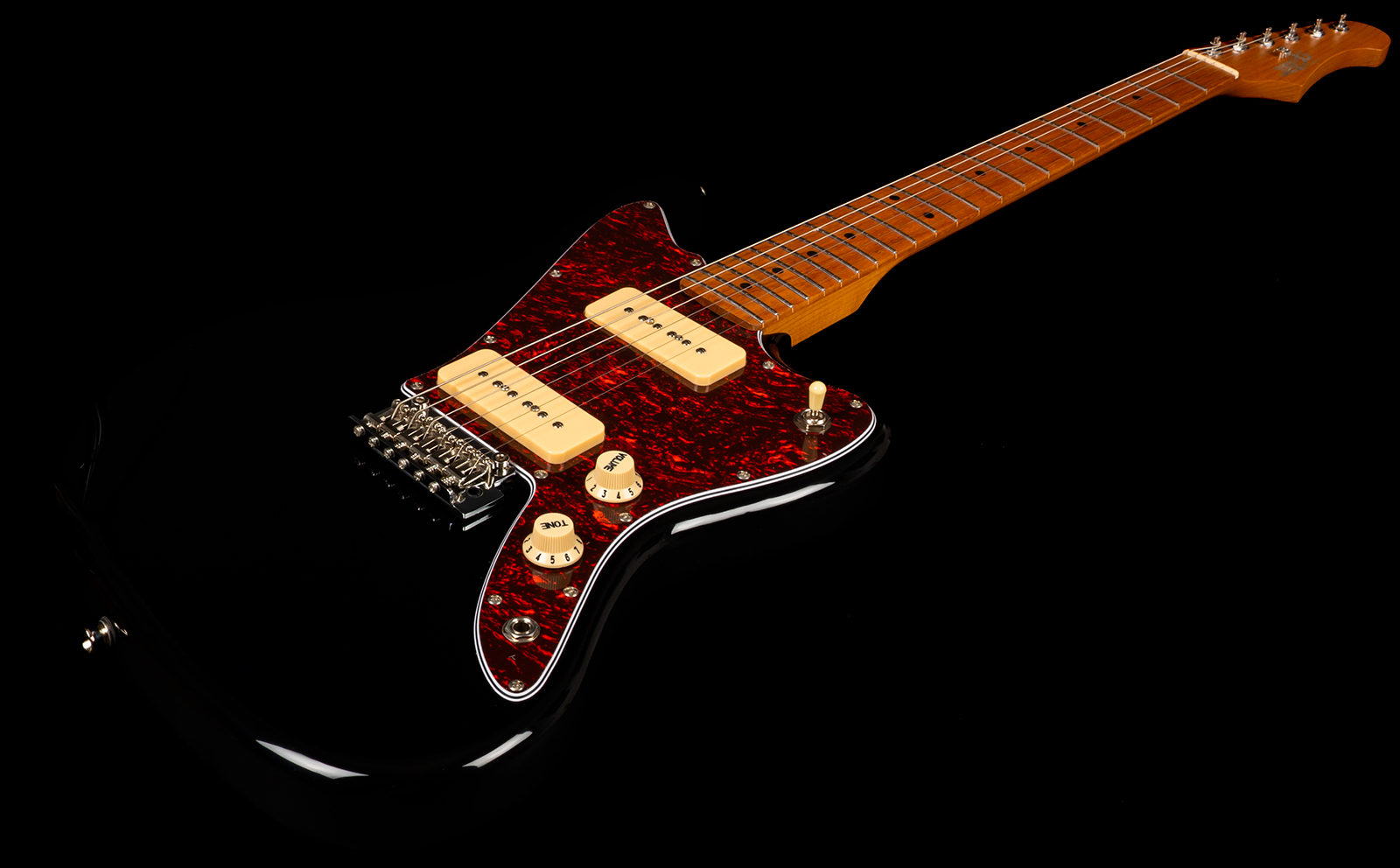 Jet Guitars Jj300 P90 Bk 2s Ht Mn - Black - Retro-Rock-E-Gitarre - Variation 2