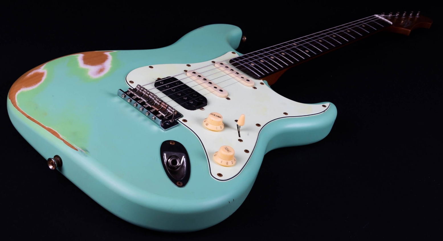 Jet Guitars Js400 Sg Rlc Hss Trem Mn - Sea Foam Green Relic - E-Gitarre in Str-Form - Variation 3