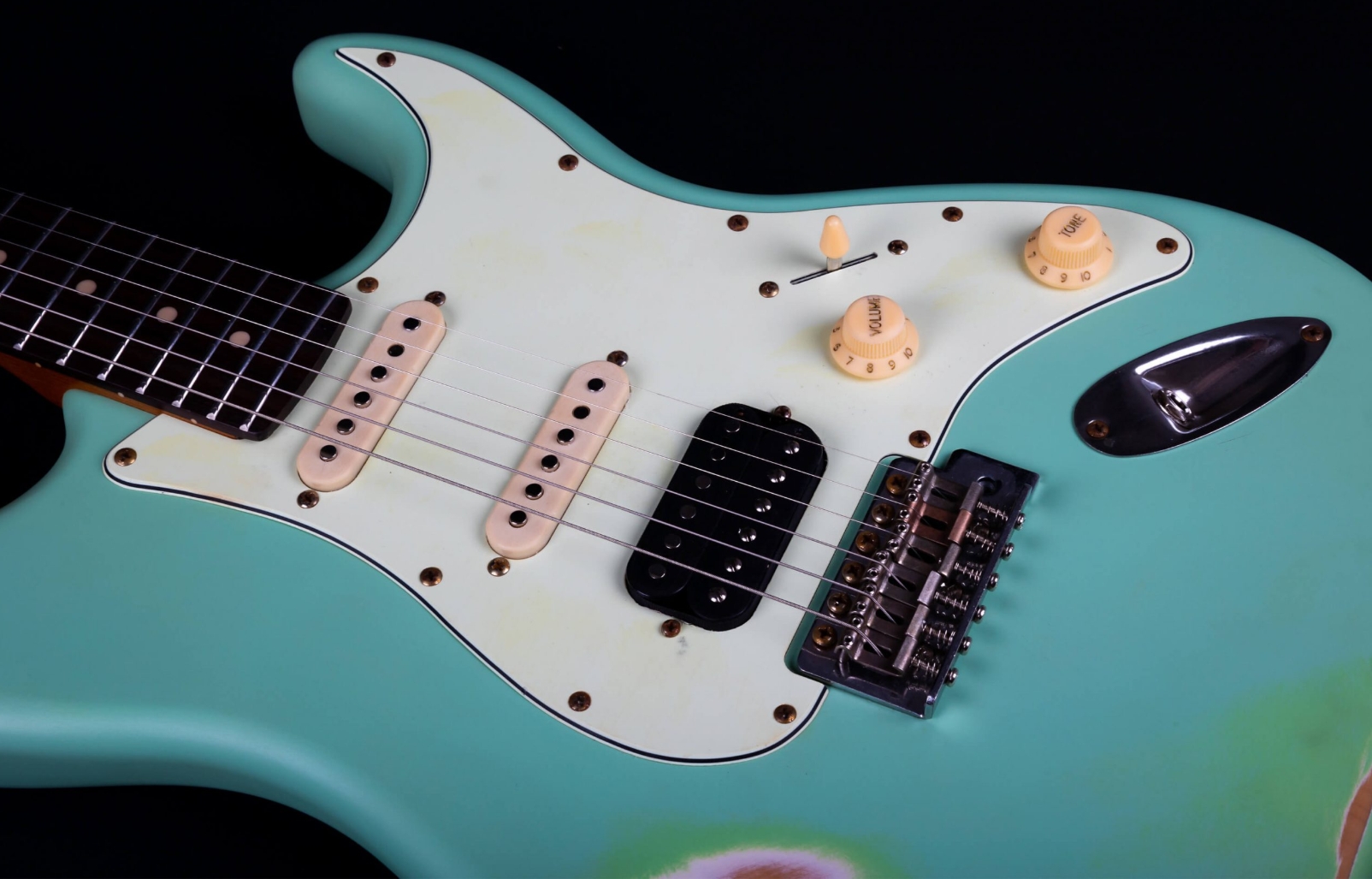 Jet Guitars Js400 Sg Rlc Hss Trem Mn - Sea Foam Green Relic - E-Gitarre in Str-Form - Variation 4