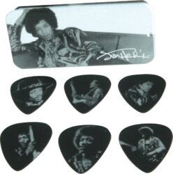 Plektren Jim dunlop Jimi Hendrix - Boîte de 6, Silver Portrait, Heavy