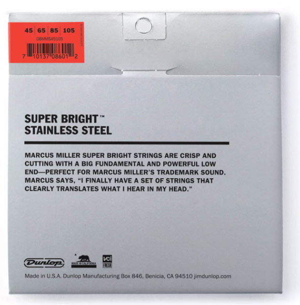 Jim Dunlop Marcus Miller Dbmms45105 Super Bright Stainless Steel Electric Bass 45-105 - E-Bass Saiten - Variation 1