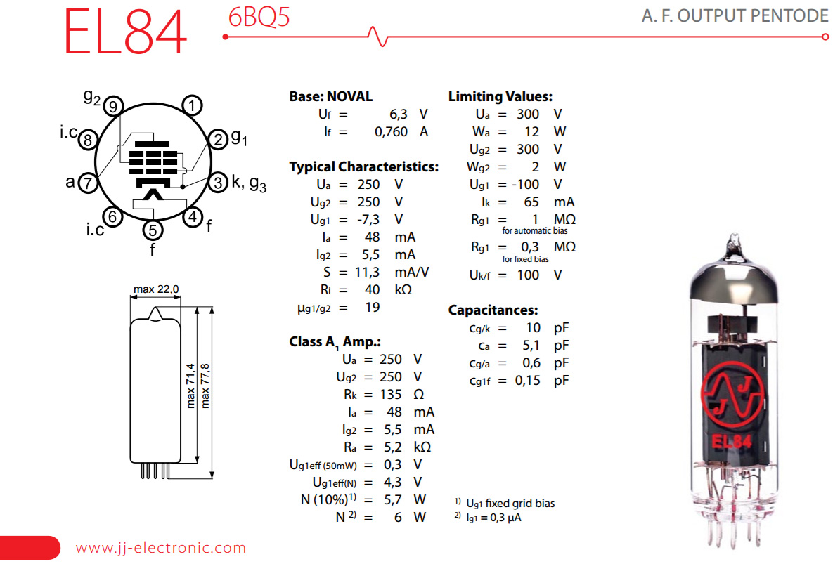 Jj Electronic El84 6bq5 Power Tube Unite - Röhre für Rohrenverstärker - Variation 2