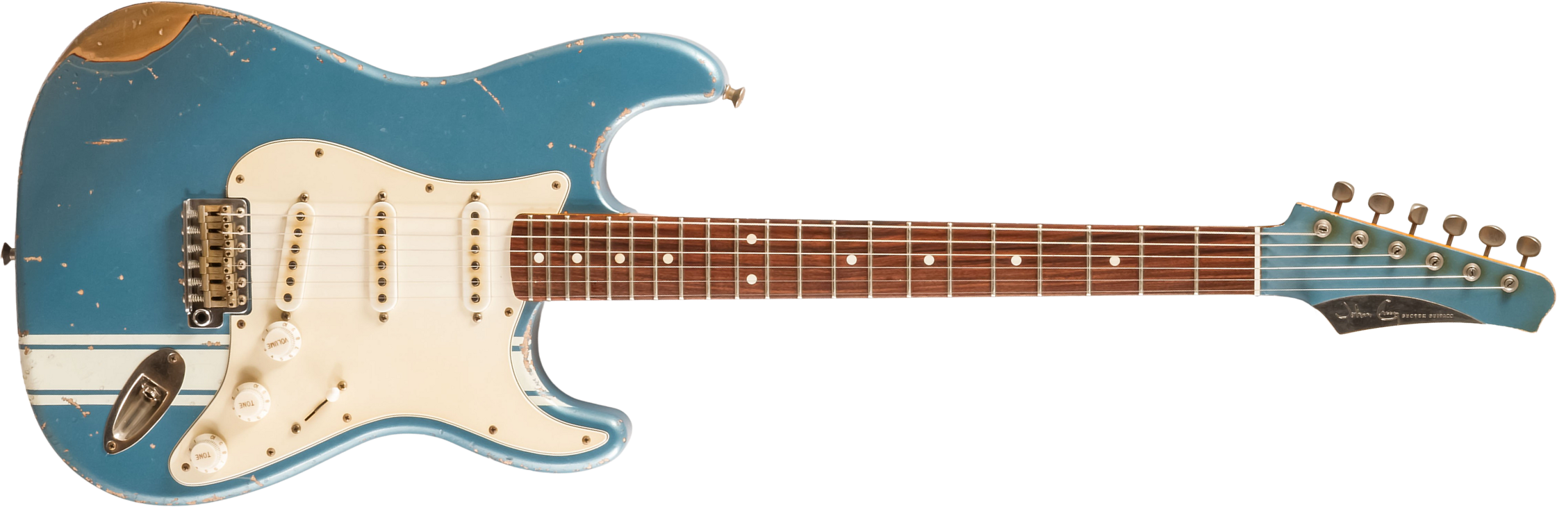 John Cruz Crossville St 3s Trem Rw #jc00870522 - Battle Axe Gulfstream Blue Metallic - E-Gitarre in Str-Form - Main picture