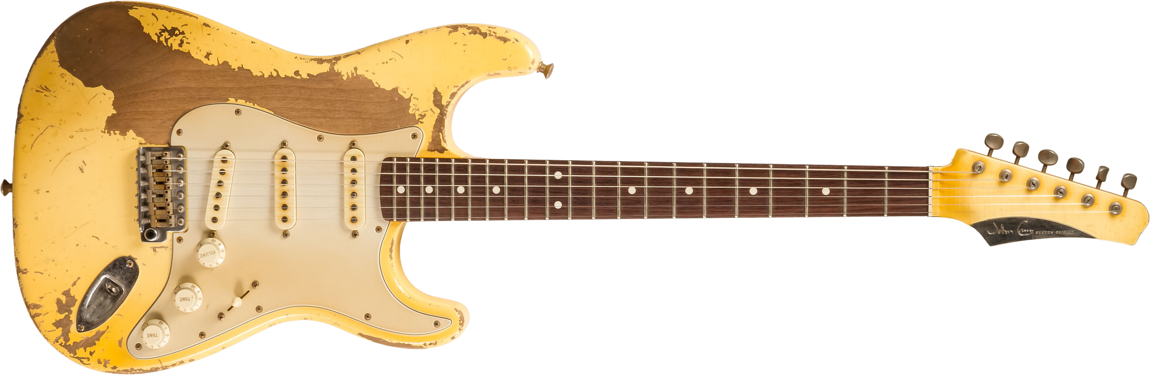 John Cruz Crossville St 3s Trem Rw #jc01020622 - Battle Axe Vintage White - E-Gitarre in Str-Form - Main picture