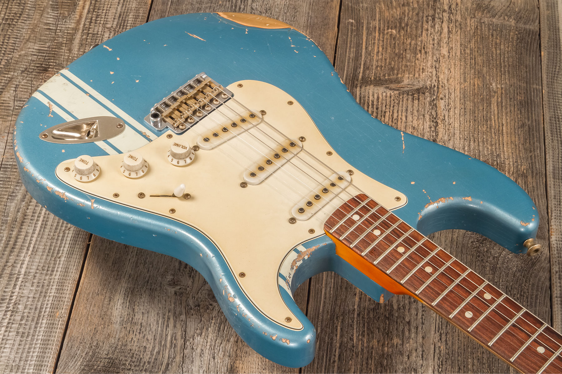 John Cruz Crossville St 3s Trem Rw #jc00870522 - Battle Axe Gulfstream Blue Metallic - E-Gitarre in Str-Form - Variation 2