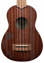 Ukulele Kala KA-15S-H2 Mahogany Soprano - Natural hawaiian islands & tattoo