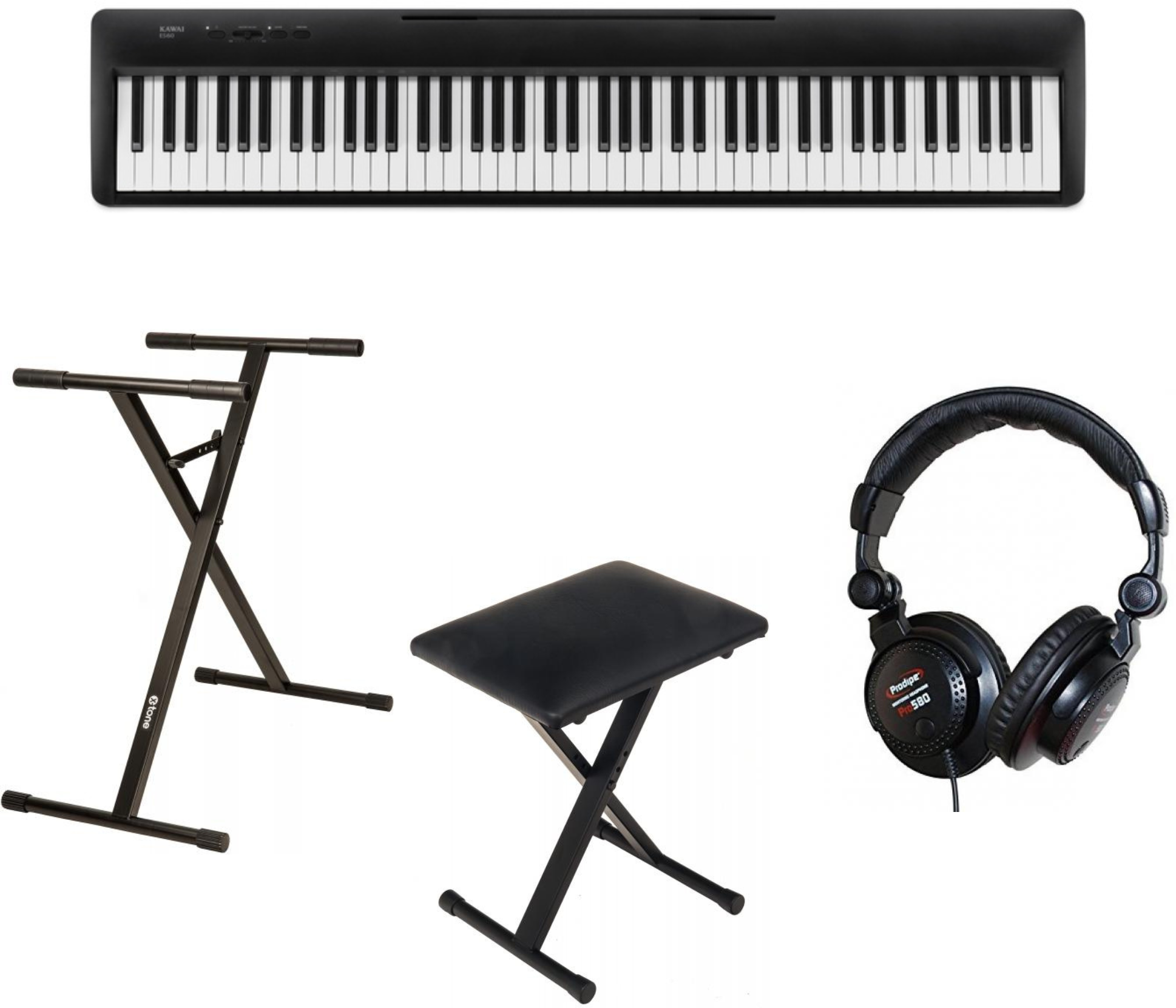 Kawai Es120b Noir  + Stand (xh 6102) + Casque (pro580) + Banquette (xb 6150) - Noir - Stagepiano - Main picture