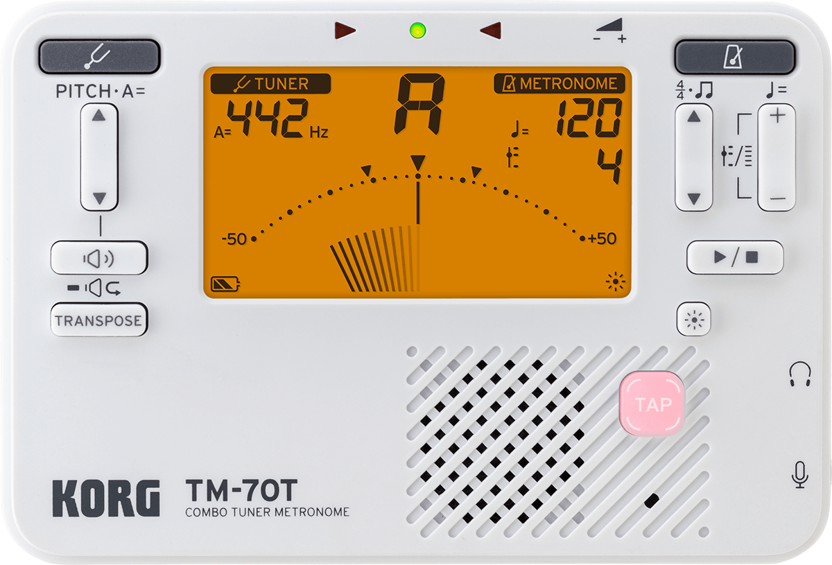 Korg Accordeur/metronome Tm70t-wh - Stimmgerät für Gitarre - Main picture