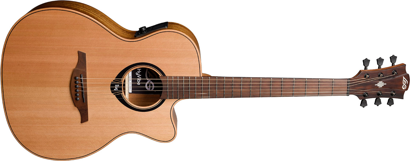 Lag Hv10ace Hyvibe H2 Auditorium Cw Cedre Khaya Bra - Natural - Folk-Gitarre - Main picture