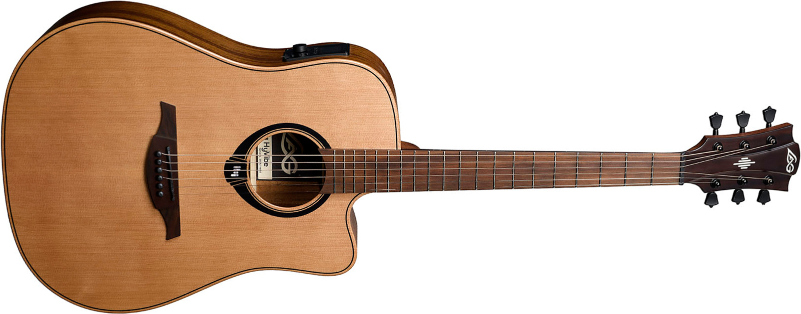 Lag Hv10dce Hyvibe H2 Dreadnought Cw Cedre Khaya Bra - Natural - Folk-Gitarre - Main picture