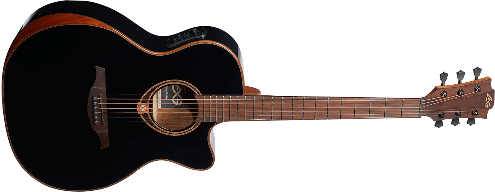 Lag T118abce Bevel Tramontane Auditorium Cedre Khaya Bro - Black - Elektroakustische Gitarre - Main picture