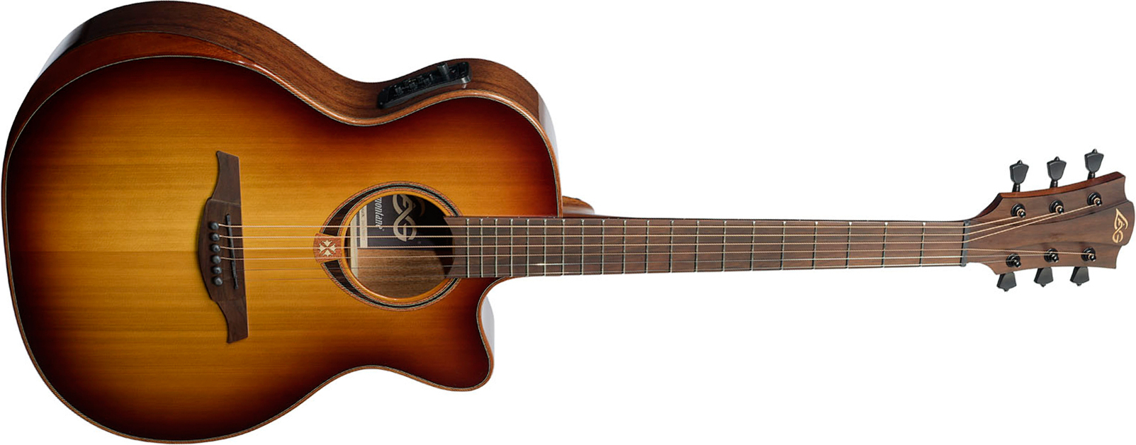 Lag T118abce Bevel Tramontane Auditorium Cw Cedre Khaya Bro - Brown Sunburst - Elektroakustische Gitarre - Main picture