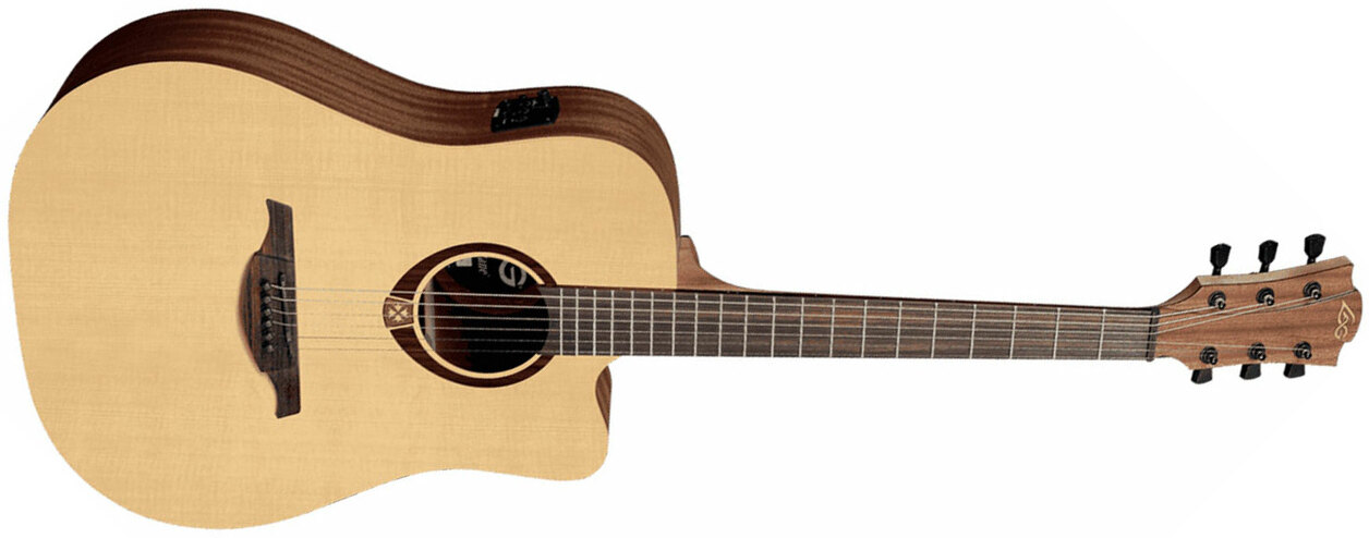 Lag T70dce Tramontane Dreadnought Cw Epicea Sapele Bro - Naturel Satin - Elektroakustische Gitarre - Main picture