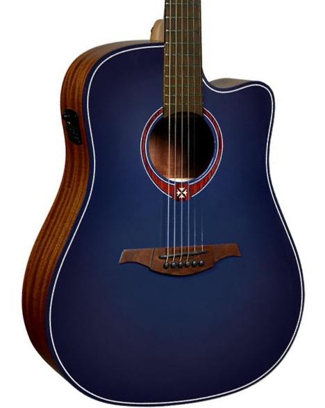 Folk-gitarre Lag Tramontane T-Blue-DCE - Blue burst